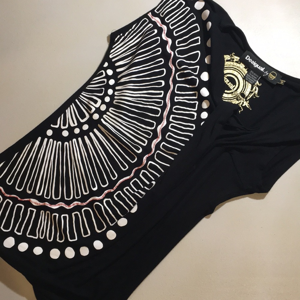 - Desigual Black top with white graphics